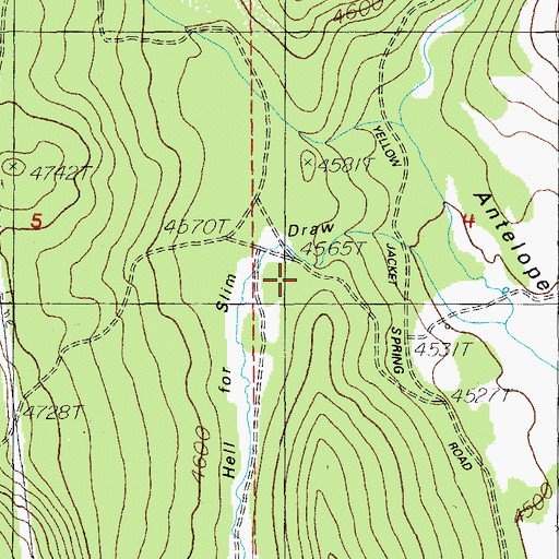 Topographic Map of Hell for Slim Draw, OR