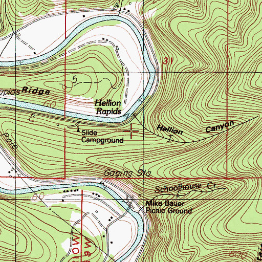 Topographic Map of Hellion Canyon, OR