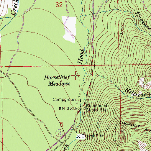 Topographic Map of Hellroaring Creek, OR