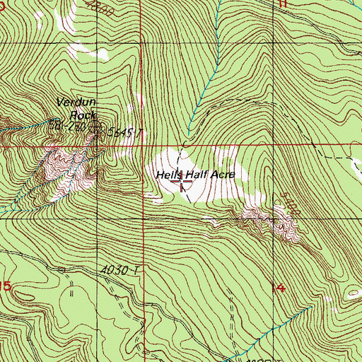 Topographic Map of Hells Hall Acre, OR