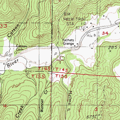 Topographic Map of Helms Creek, OR