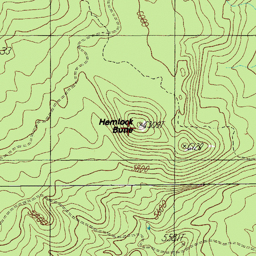 Topographic Map of Hemlock Butte, OR
