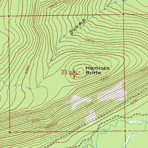 Topographic Map of Hemlock Butte, OR