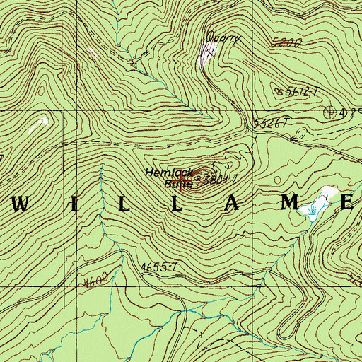 Topographic Map of Hemlock Butte, OR