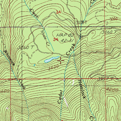 Topographic Map of Hemlock Creek, OR