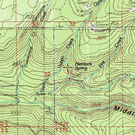 Topographic Map of Hemlock Spring, OR