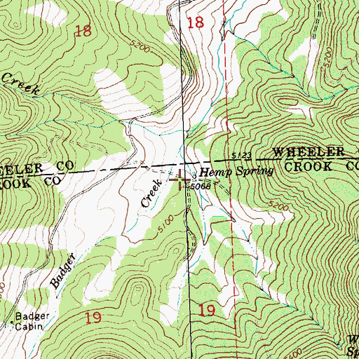 Topographic Map of Hemp Spring, OR