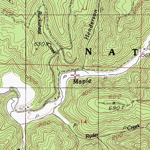 Topographic Map of Henderson Creek, OR
