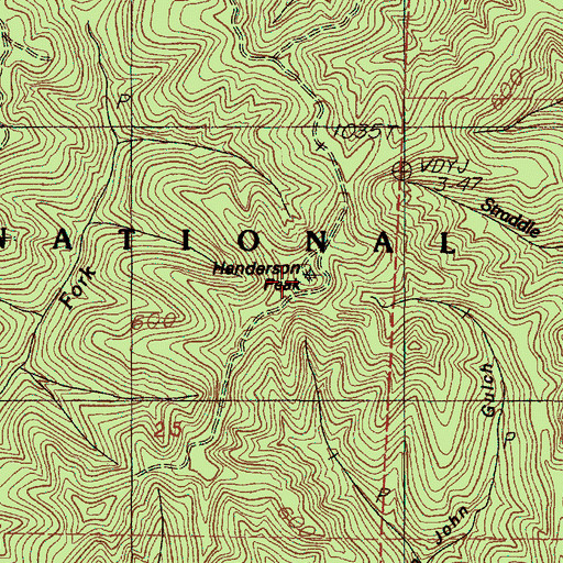 Topographic Map of Henderson Peak, OR