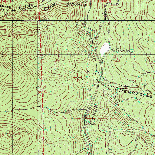 Topographic Map of Hendricks Creek, OR