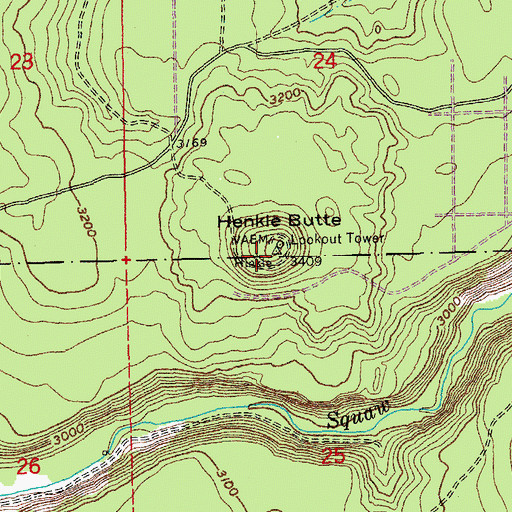 Topographic Map of Henkle Butte, OR