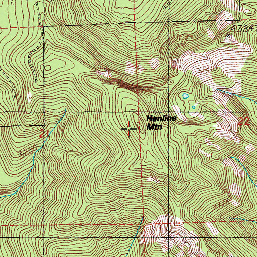 Topographic Map of Henline Mountain, OR