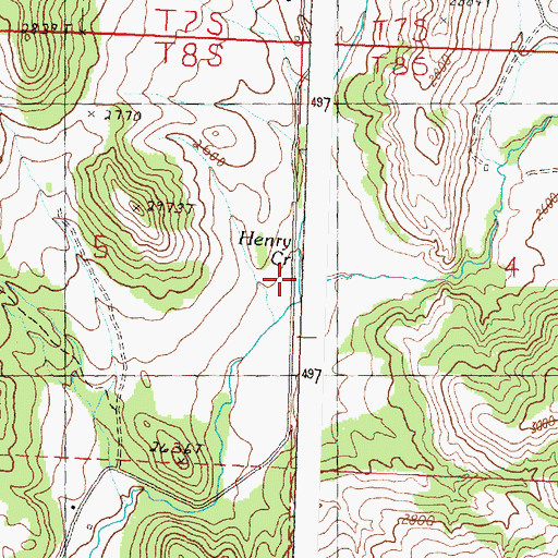 Topographic Map of Henry Creek, OR