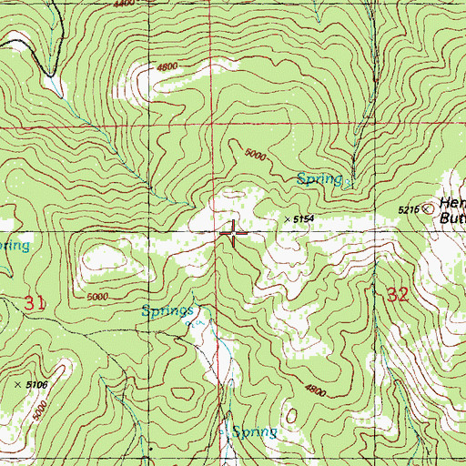 Topographic Map of Hensley Butte, OR