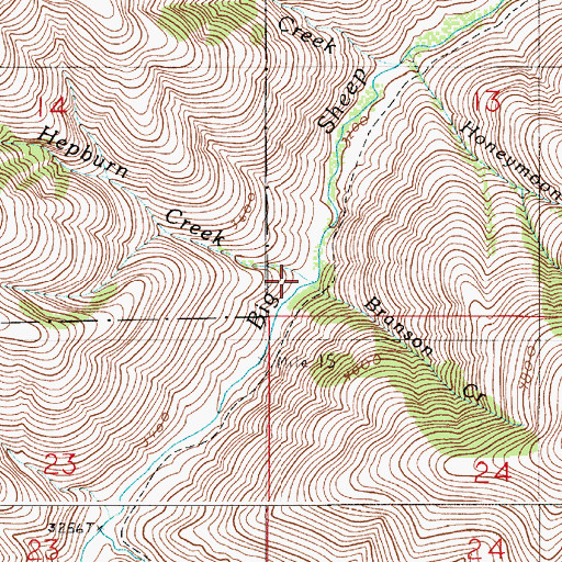 Topographic Map of Hepburn Creek, OR