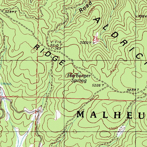 Topographic Map of Herberger Spring, OR