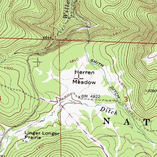 Topographic Map of Herren Meadow, OR