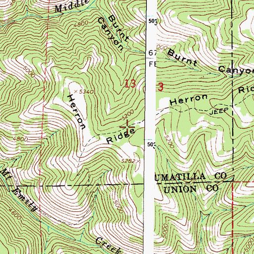Topographic Map of Herron Ridge, OR