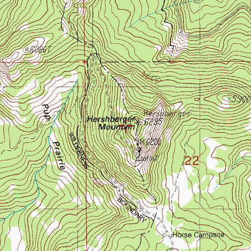 Topographic Map of Hershberger Mountain, OR