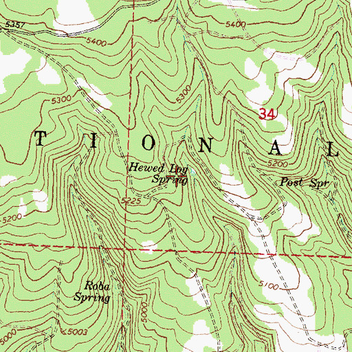Topographic Map of Hewed Log Spring, OR