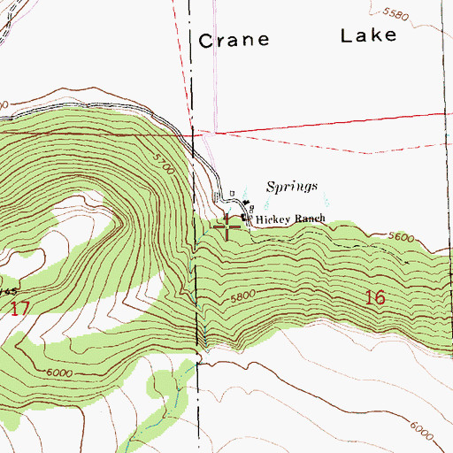 Topographic Map of Hickey Ranch, OR