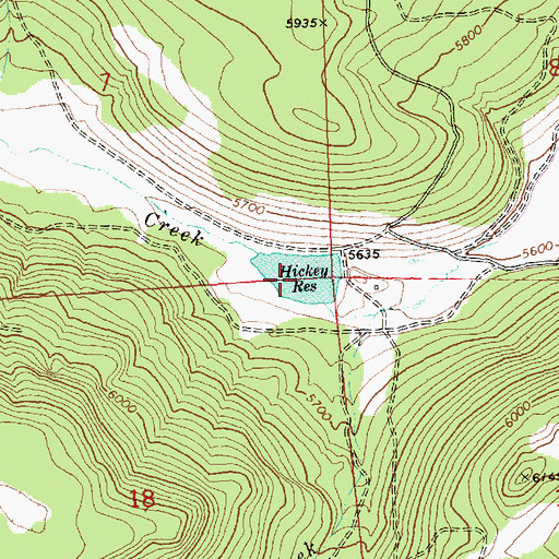 Topographic Map of Hickey Reservoir, OR