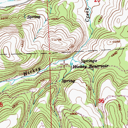 Topographic Map of Hickey Reservoir, OR