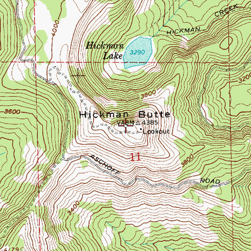 Topographic Map of Hickman Butte, OR