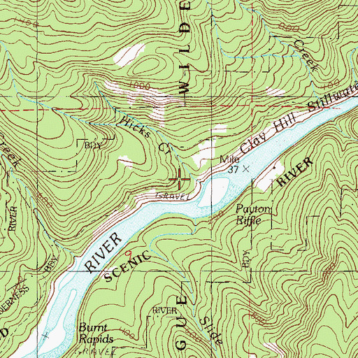 Topographic Map of Hicks Creek, OR