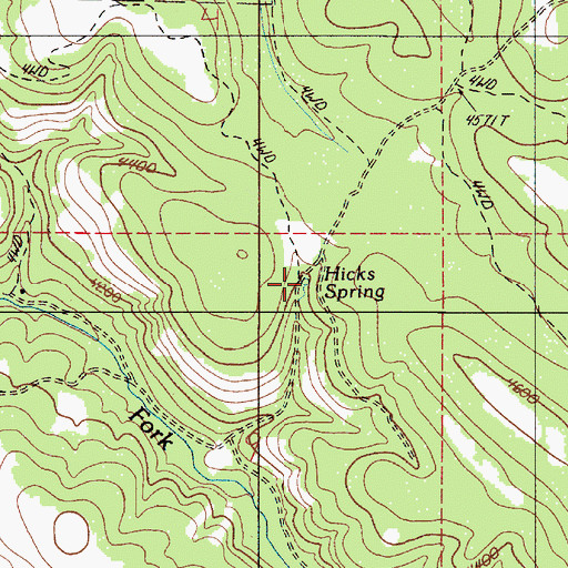 Topographic Map of Hicks Spring, OR