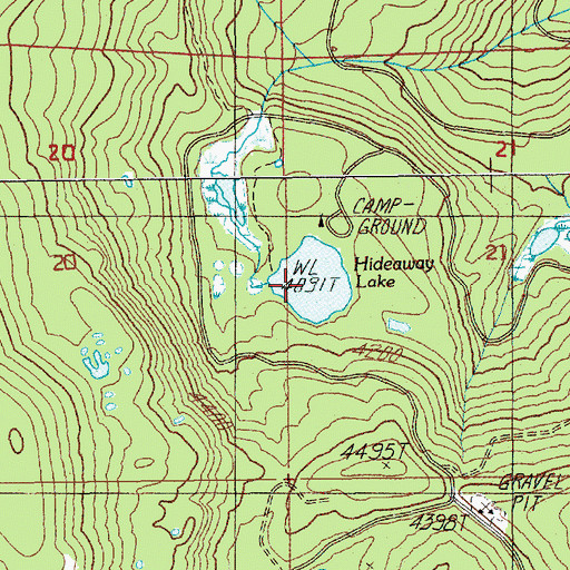 Topographic Map of Hideaway Lake, OR