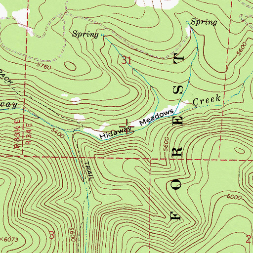 Topographic Map of Hidaway Meadows, OR