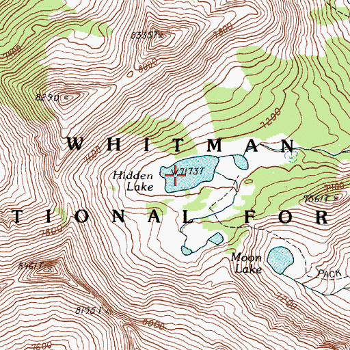 Topographic Map of Hidden Lake, OR