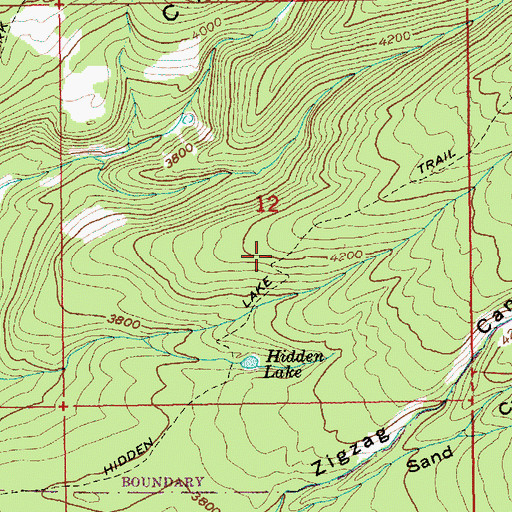 Topographic Map of Hidden Lake Trail, OR