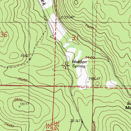Topographic Map of Hidden Spring, OR