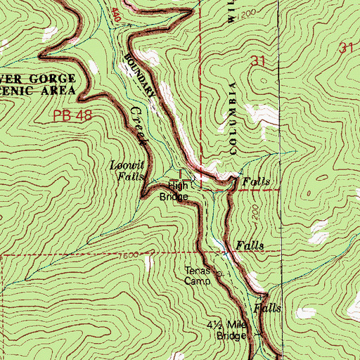Topographic Map of High Bridge, OR