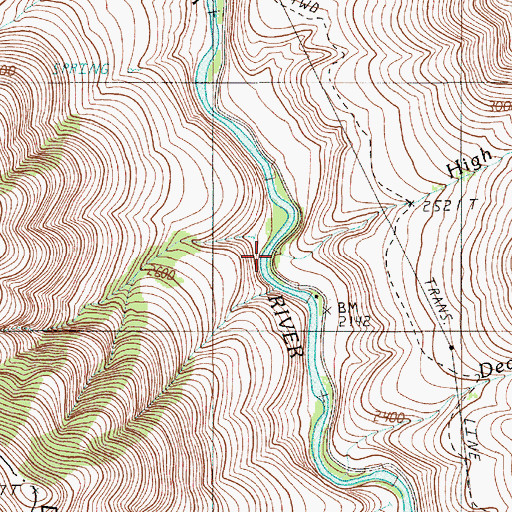 Topographic Map of High Camp Creek, OR