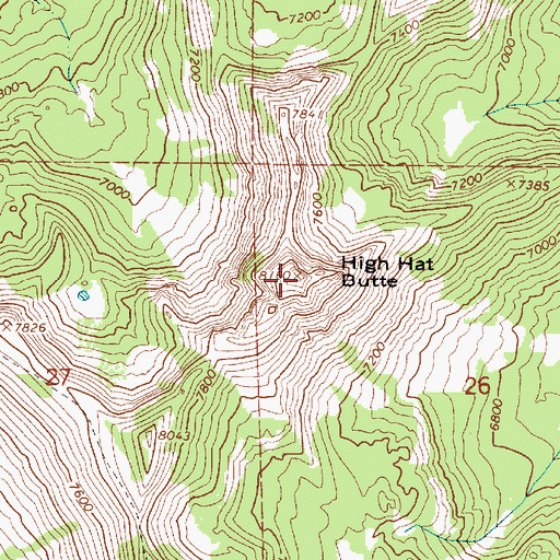 Topographic Map of High Hat Butte, OR