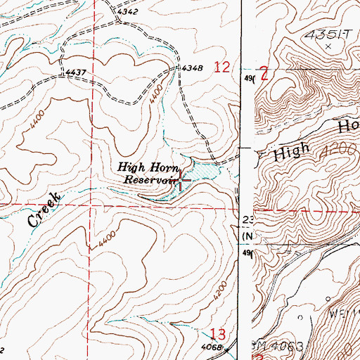 Topographic Map of High Horn Reservoir, OR