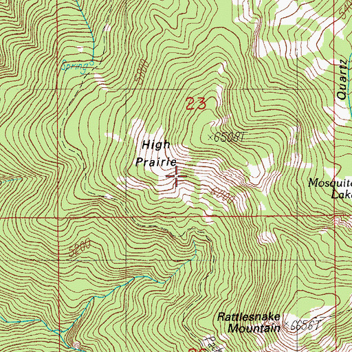 Topographic Map of High Prairie, OR
