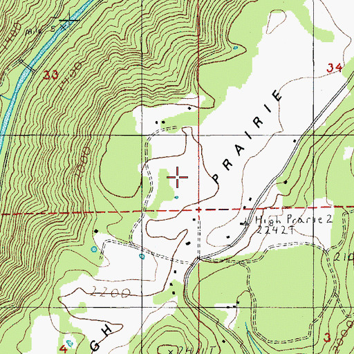 Topographic Map of High Prairie, OR