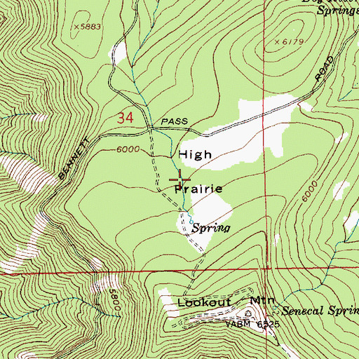 Topographic Map of High Prairie, OR
