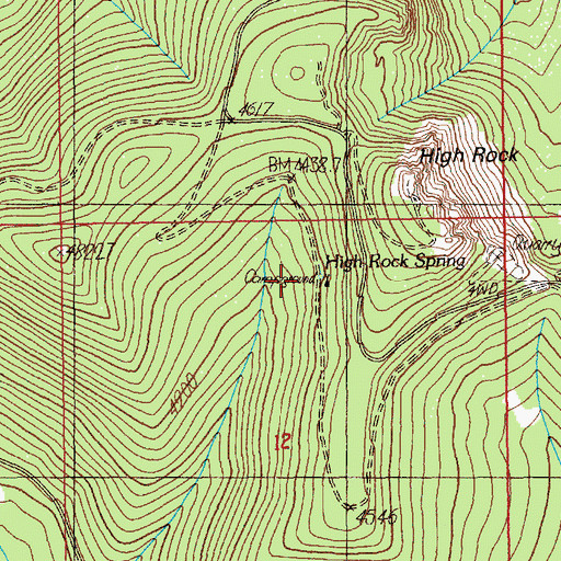 Topographic Map of High Rock Spring Recreation Site, OR