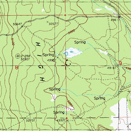 Topographic Map of High Tableland, OR