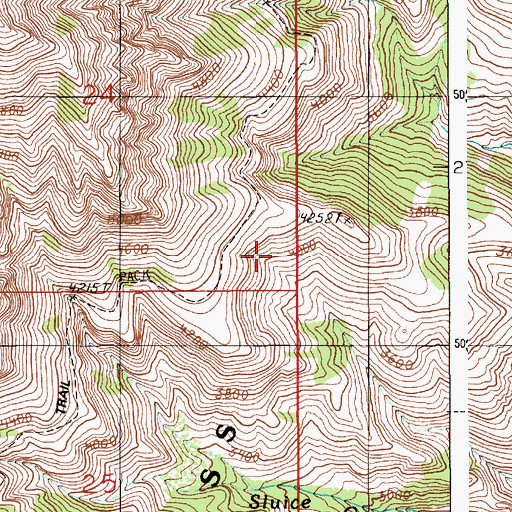 Topographic Map of High Trail, OR