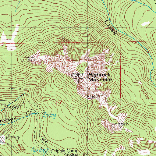 Topographic Map of Highrock Mountain, OR