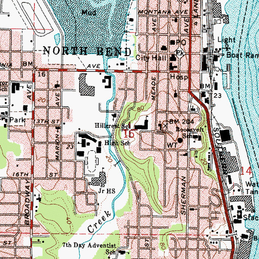 Topographic Map of Hillcrest Elementary School, OR