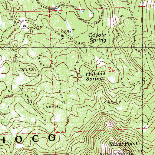 Topographic Map of Hillside Spring, OR