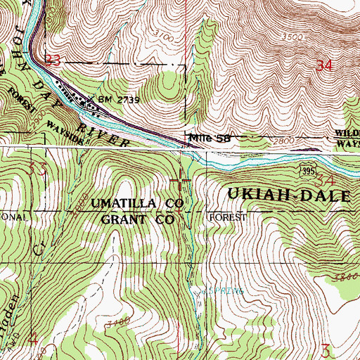 Topographic Map of Hinton Creek, OR