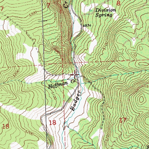 Topographic Map of Hoffman Creek, OR